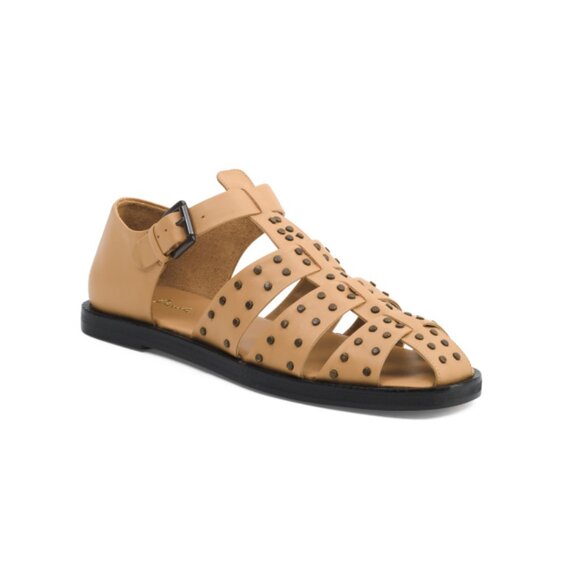 PAULA TORRES Beige Made In Brazil Leather Talin Flats - Picture 1 of 2